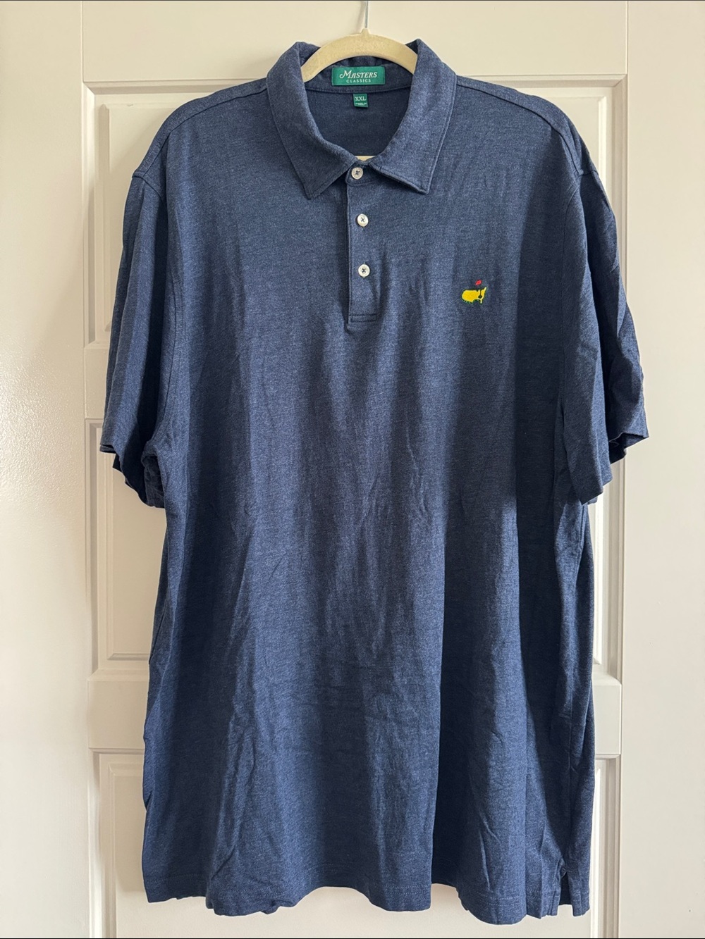 Masters Blue Heathered Polo with Yellow Embroidered Logo XXL